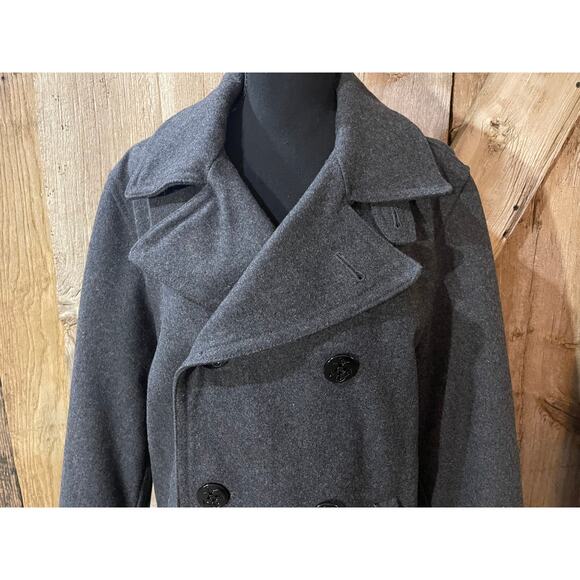 Old Navy Heritage Peacoat Charcoal Heather Gray Winter Coat Women's Medium Wool - Picture 1 of 9